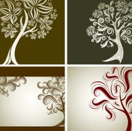 Two Vector samples of design with decorative tree N3