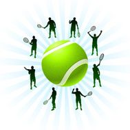 Tennis Team Silhouette with Ball
