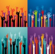 Colorful Hands Raised Up N2