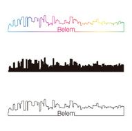 Belem skyline linear style with rainbow