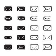 Mail envelope icons set