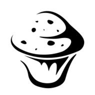 Muffin cake Vector black silhouette