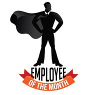 Male employee of the month isolated on white