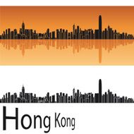 Hong Kong skyline in orange background