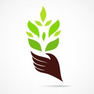 Ecological symbols and signs with human hand