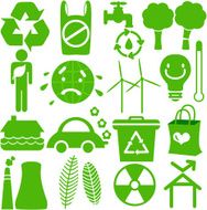 Silhouette vector Icons (Global Warming energy saving green ecology) Set#3