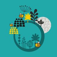 Round banner with spring nature N3