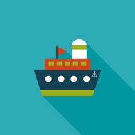 ship boat flat icon with long shadow