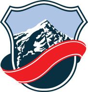 Vector mountains emblem on shield
