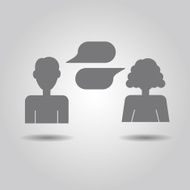 Man and woman icons with empty speech bubbles