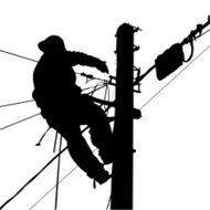 Electrician Silhouette Working in a Pole