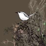 Small bird on crowded weeds