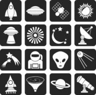 Silhouette astronautics space and universe icons