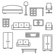 Set of furniture Beautiful background Vector illustration