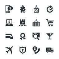 Online Shopping and Shipping Silhouette Icons N2