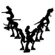 Vector silhouette of a woman on roller skates N10