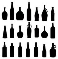 many different bottles silhouette vector