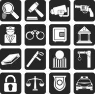 Silhouette Law Police and Crime icons
