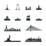 Landmark of Thailand Silhouette Icons