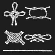 Set of marine rope knots Vector isolated elements N2