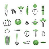 Vegetables set Icons with White Background Isolated N2