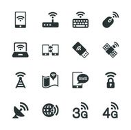 Mobile and Wireless Technology Silhouette Icons
