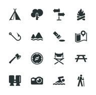 Camping and Outdoors Silhouette Icons