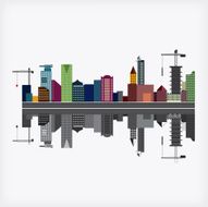Vector of Colorful Buildings and Reflection N2