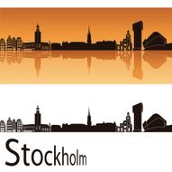 Stockholm skyline in orange background