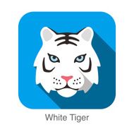 White Tiger Cat breed face cartoon flat icon design