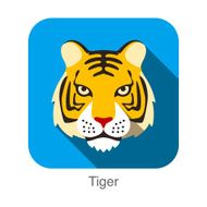 Tiger Cat breed face cartoon flat icon design