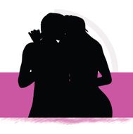 silhouette of a couple woman man in bed N3