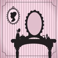 Dressing table silhouette with woman accessories