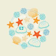 Greeting card with sea animals
