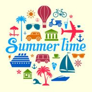 Summertime surrounded by colorful icons