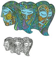 Native American Decorated Heads N2