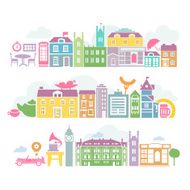 City London colorful silhouettes of buildings N2