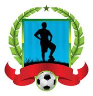 soccer emblem with sportsman silhouette