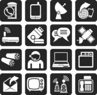 Silhouette Communication connection and technology icons N2