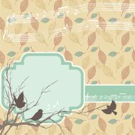 Sparrows On A sketchy Leaf Backgorund