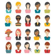 Big set of multi color people heads avatr profile illustrations N2