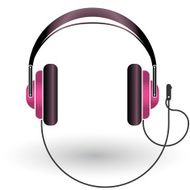 Pink Headphones Silhouette on a white background Vector
