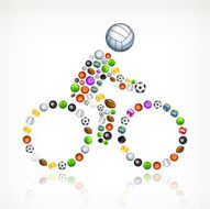 Man Riding Bicycle on Sport Balls