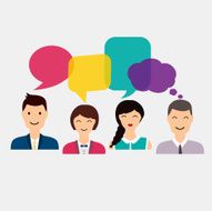 People icons with colorful dialog speech Social Network and Soc