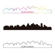 Edmonton skyline linear style with rainbow