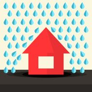 House in Rain Illustration