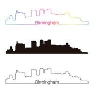 Birmingham skyline linear style with rainbow N2
