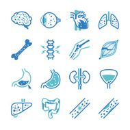 Human internal organ symptoms icon set