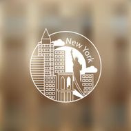 Linear round icon of New York USA