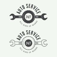 Set of vintage mechanic labels emblems and logo N2